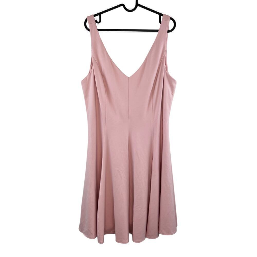 NWOT Amanda Uprichard x GB. Pink Sleeveless V Neck A Line Ponte Dress Size 2X